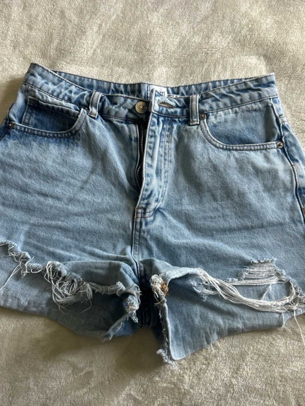 Princess Polly Light Blue Distressed Denim Cutoff Shorts